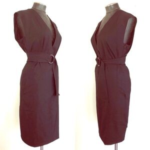 Vintage René Lezard Sleeveless Belted Sack Midi Dress
